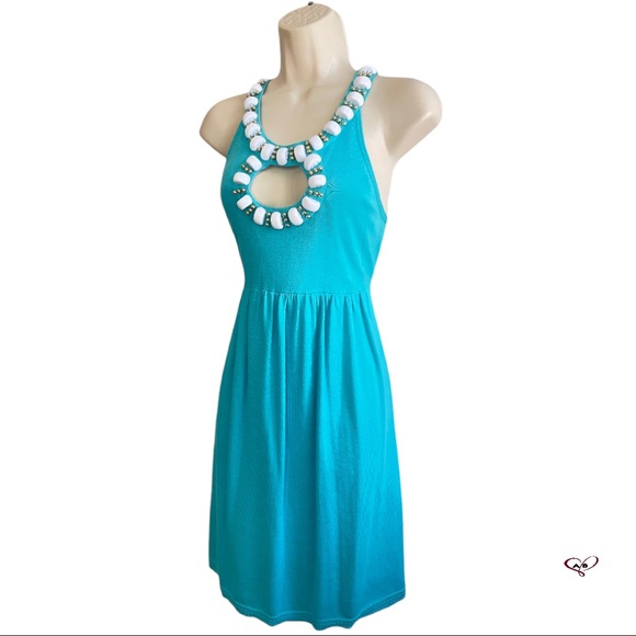 🆕 Milly of New York Beaded Oversized Jeweled Keyhole Neckline Knit Dress✨Size S - Picture 13 of 13